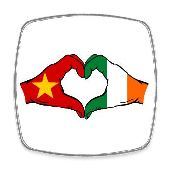 Vietnam Irland Flagge Hände Herzform - Viereckiger Kühlschrankmagnet - Weiß - Vorne