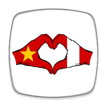 Vietnam Peru Flagge Hände Herzform - Viereckiger Kühlschrankmagnet - Weiß - Vorne