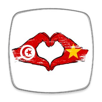 Tunisia Vietnam flag hands heart shape used - Square fridge magnet - white - Front