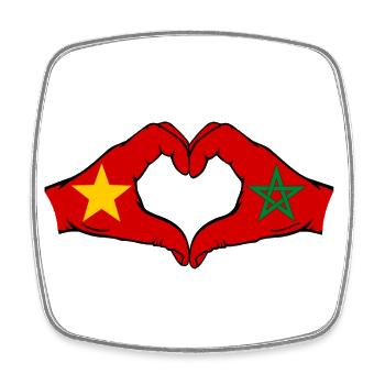Vietnam Marokko Flagge Hände Herzform - Viereckiger Kühlschrankmagnet - Weiß - Vorne