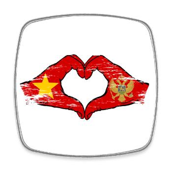 Vietnam Motenegro Drapeau Mains Coeur Forme Utilisé - Magnet carré - blanc - Devant