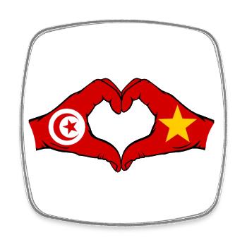 Tunesien Vietnam Flagge Hände Herzform - Viereckiger Kühlschrankmagnet - Weiß - Vorne
