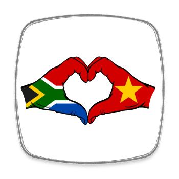 Südafrika Vietnam Flagge Hände Herzform - Viereckiger Kühlschrankmagnet - Weiß - Vorne