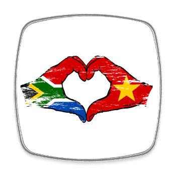 South Africa Vietnam Flag Hands Heart Shape Used - Square fridge magnet - white - Front