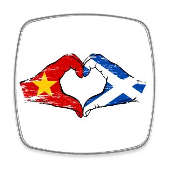Vietnam Ecosse drapeau mains forme de coeur utilisé - Magnet carré - blanc - Devant