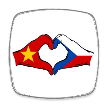 Vietnam République tchèque drapeau mains forme coeur - Magnet carré - blanc - Devant