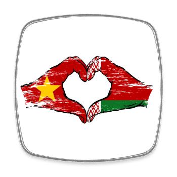 Vietnam Biélorussie Drapeau Mains Coeur Forme Utilisé - Magnet carré - blanc - Devant