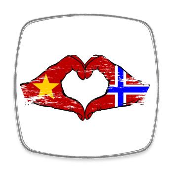 Vietnam Norway Flag Hands Heart Shape Used - Square fridge magnet - white - Front
