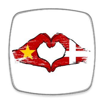 Vietnam Danemark drapeau mains forme de coeur utilisé - Magnet carré - blanc - Devant