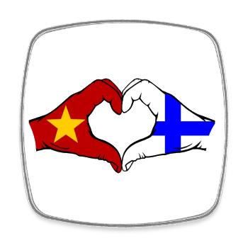 Vietnam Finlande Drapeau Mains Coeur Forme - Magnet carré - blanc - Devant