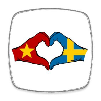 Vietnam Suède Drapeau Mains Coeur Forme - Magnet carré - blanc - Devant