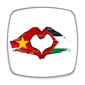 Vietnam Palästina Flagge Hände Herzform used - Viereckiger Kühlschrankmagnet - Weiß - Vorne