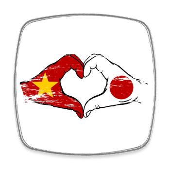 Vietnam Japon Drapeau Mains Coeur Forme Utilisé - Magnet carré - blanc - Devant