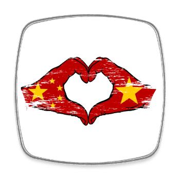China Vietnam flag hands heart shape used - Square fridge magnet - white - Front