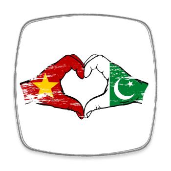 Vietnam Pakistan Flagge Hände Herzform used - Viereckiger Kühlschrankmagnet - Weiß - Vorne