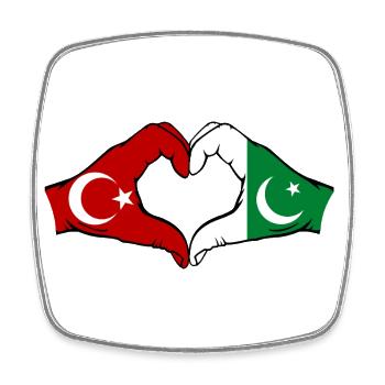 Turkey Pakistan Flag Hands Heart Shape - Square fridge magnet - white - Front