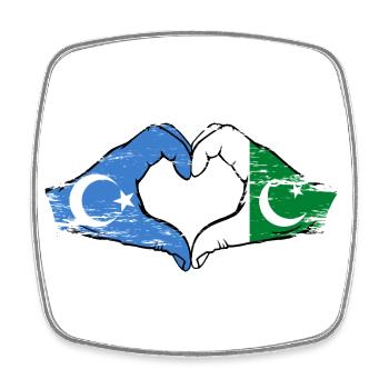 Ouïghour Pakistan drapeau mains forme de coeur utilisé - Magnet carré - blanc - Devant