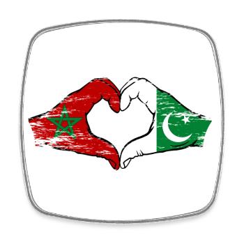 Drapeau du Maroc Pakistan mains en forme de coeur utilisé - Magnet carré - blanc - Devant