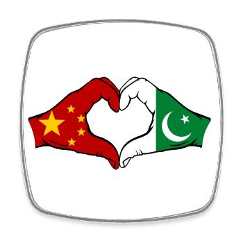 China Pakistan Flag Hands Heart Shape - Square fridge magnet - white - Front