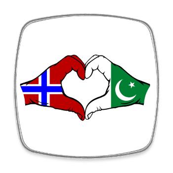 Norway Pakistan Flag Hands Heart Shape - Square fridge magnet - white - Front