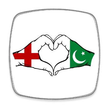 Angleterre Pakistan drapeau mains coeur forme - Magnet carré - blanc - Devant