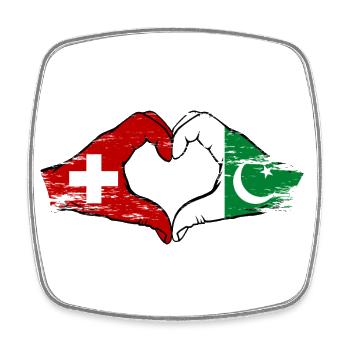 Suisse Pakistan drapeau mains coeur forme utilisé - Magnet carré - blanc - Devant