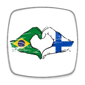 Brésil Finlande Drapeau Mains Coeur Forme Utilisé - Magnet carré - blanc - Devant