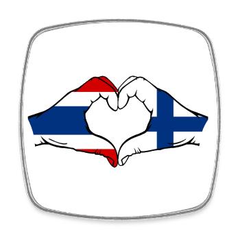 Thaïlande Finlande Drapeau Mains Coeur Forme - Magnet carré - blanc - Devant