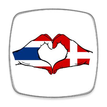 Thaïlande, Danemark, Drapeau, Mains, Coeur - Magnet carré - blanc - Devant
