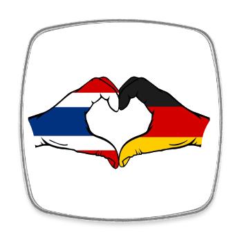 Thaïlande Allemagne Drapeau Mains Coeur Forme - Magnet carré - blanc - Devant