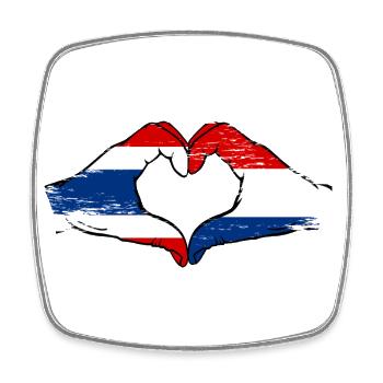 Thailand Holland Flagge Hände Herzform used - Viereckiger Kühlschrankmagnet - Weiß - Vorne