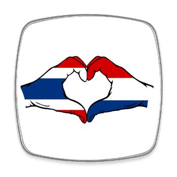 Thailand Holland Flag Hands Heart Shape - Square fridge magnet - white - Front