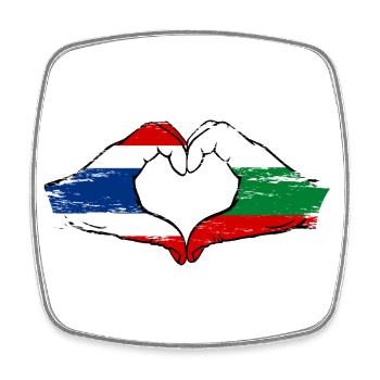Thaïlande Bulgarie drapeau mains forme de coeur utilisé - Magnet carré - blanc - Devant