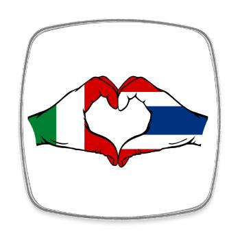 Italien Thailand Flagge Hände Herzform - Viereckiger Kühlschrankmagnet - Weiß - Vorne