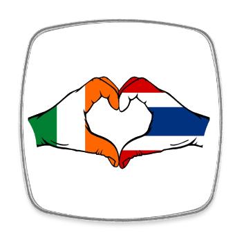 Irlande Thaïlande drapeau mains forme coeur - Magnet carré - blanc - Devant