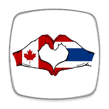 Kanada Thailand Flagge Hände Herzform - Viereckiger Kühlschrankmagnet - Weiß - Vorne