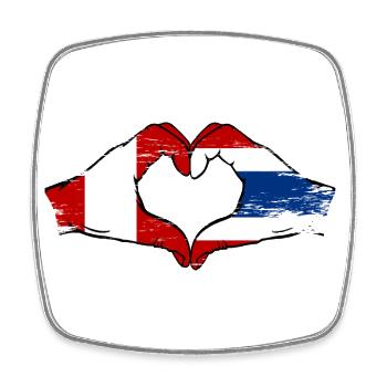 Peru Thailand Flagge Hände Herzform used - Viereckiger Kühlschrankmagnet - Weiß - Vorne