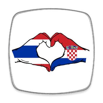 Croatia Thailand Flag Hands Heart Shape - Square fridge magnet - white - Front