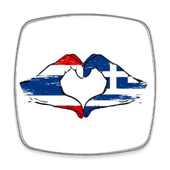 Thailand Greece Flag Hands Heart Shape Used - Square fridge magnet - white - Front