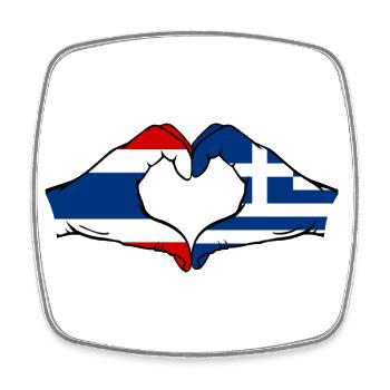Griechenland Thailand Flagge Hände Herzform - Viereckiger Kühlschrankmagnet - Weiß - Vorne