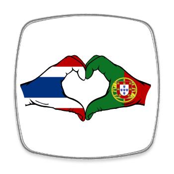Thaïlande, Portugal, Drapeau, Mains, Coeur - Magnet carré - blanc - Devant