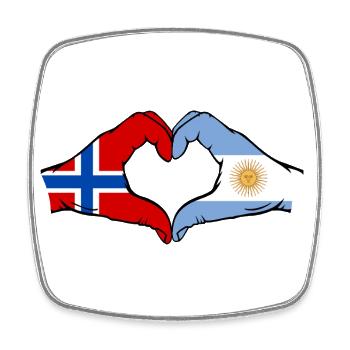 Norvège Argentine Drapeau Mains Coeur Forme - Magnet carré - blanc - Devant