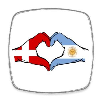 Denmark Argentina Flag Hands Heart Shape - Square fridge magnet - white - Front