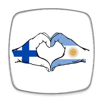 Finlande Argentine Drapeau Mains Coeur Forme - Magnet carré - blanc - Devant