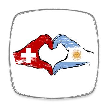 Suisse Argentine Drapeau Mains Coeur Forme Utilisé - Magnet carré - blanc - Devant