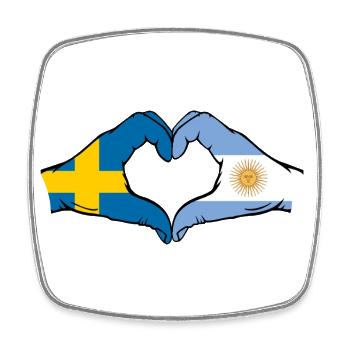 Suède Argentine Drapeau Mains Coeur Forme - Magnet carré - blanc - Devant