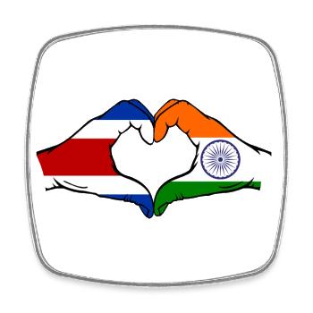 Costa Rica India Flag Hands Heart Shape - Square fridge magnet - white - Front