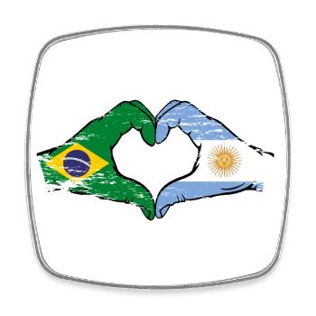 Brasilien Argentinien Flagge Hände Herzform used - Viereckiger Kühlschrankmagnet - Weiß - Vorne