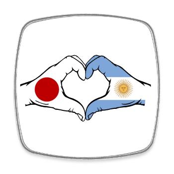 Japon Argentine Drapeau Mains Coeur Forme - Magnet carré - blanc - Devant