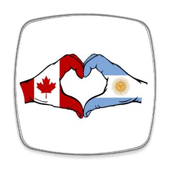 Kanada Argentinien Flagge Hände Herzform - Viereckiger Kühlschrankmagnet - Weiß - Vorne